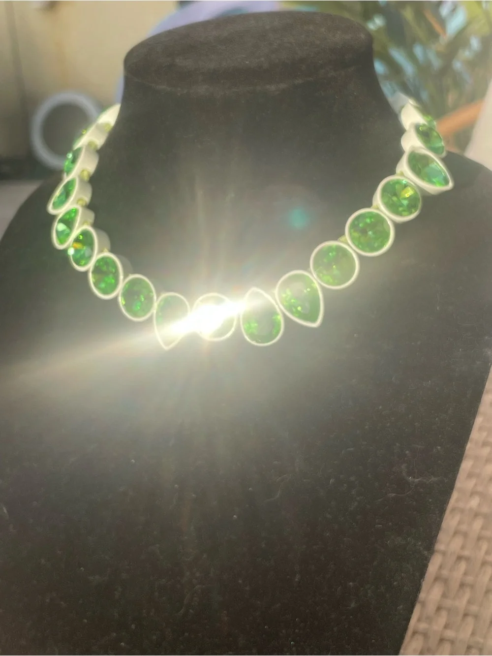 J. Crew Lime Green Crystal Collar Necklace